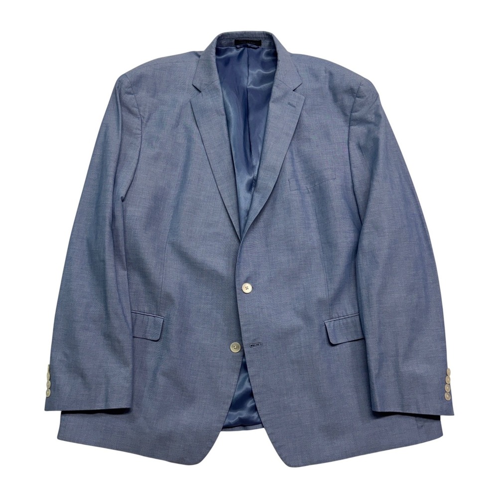 Ralph Lauren 52L Light Blue Chambray Cotton Blazer Jacket Sport Suit Coat Mens